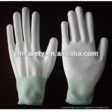 Bon prix 13gauge blanc en nylon gants bout des doigts enduits de PU